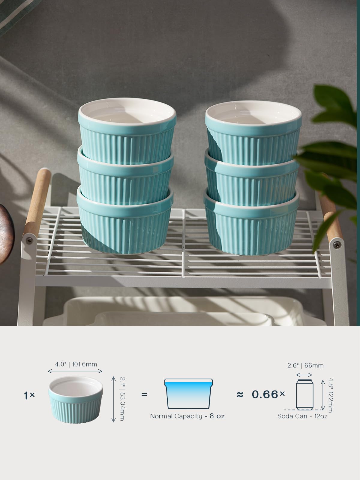 DOWAN porcelain ramekins are oven-safe up to 500°F for baking desserts.