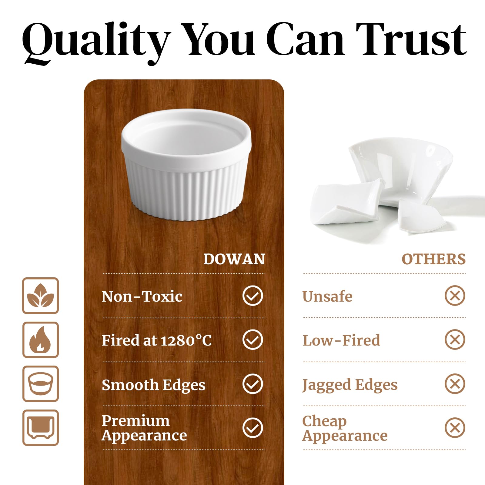 DOWAN 4 oz custard cups suitable for desserts and mini puddings.