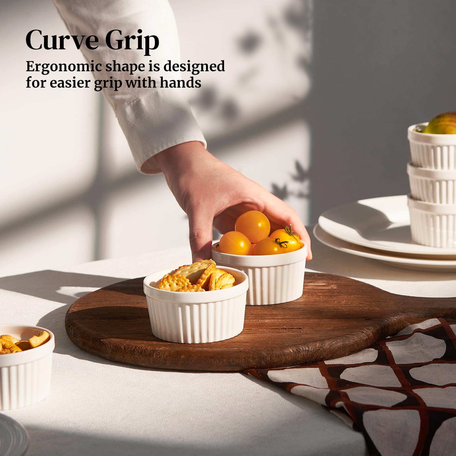 DOWAN ramekins with easy-grab design for convenient serving.