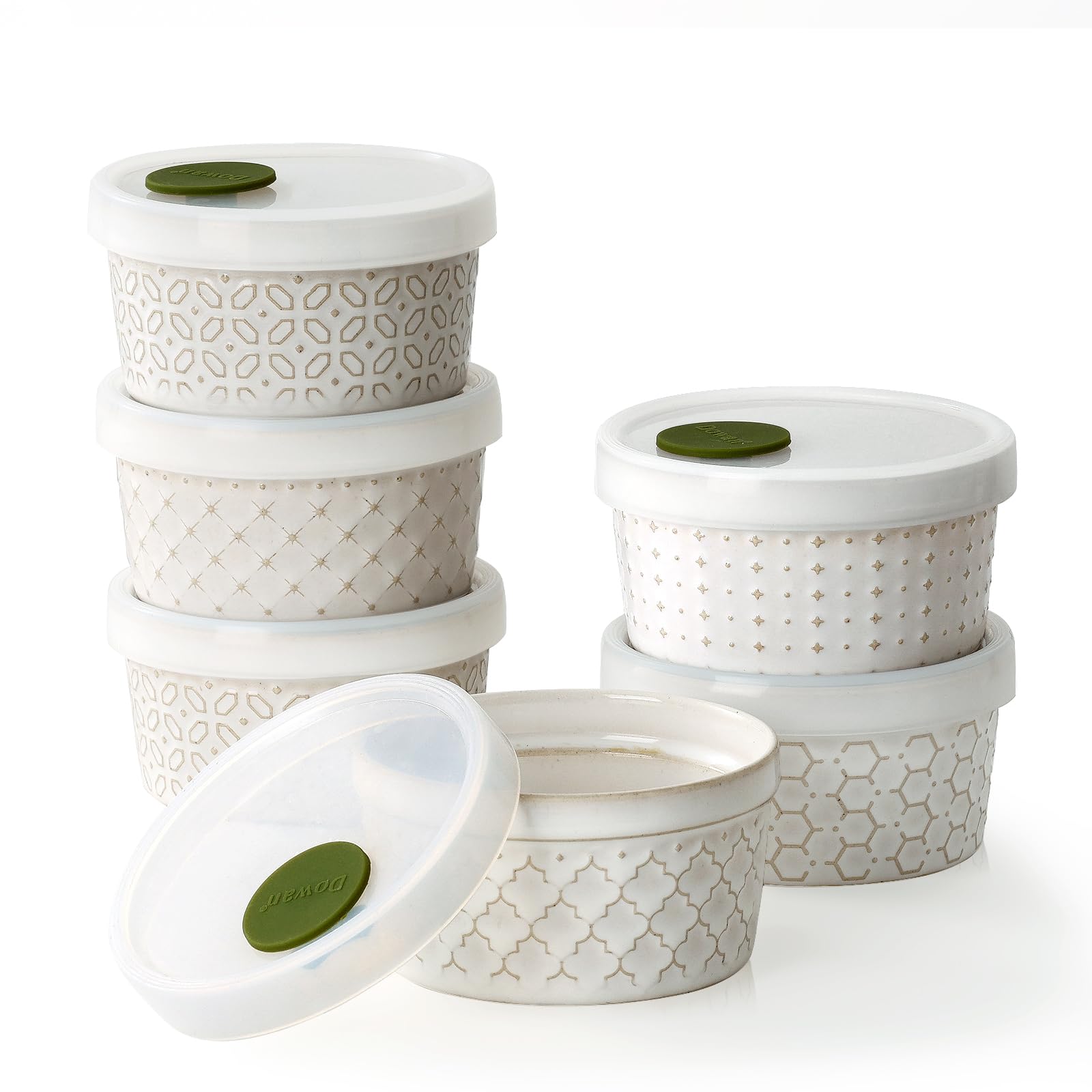 DOWAN ramekins with silicone lids, oven-safe and airtight for fresh storage.