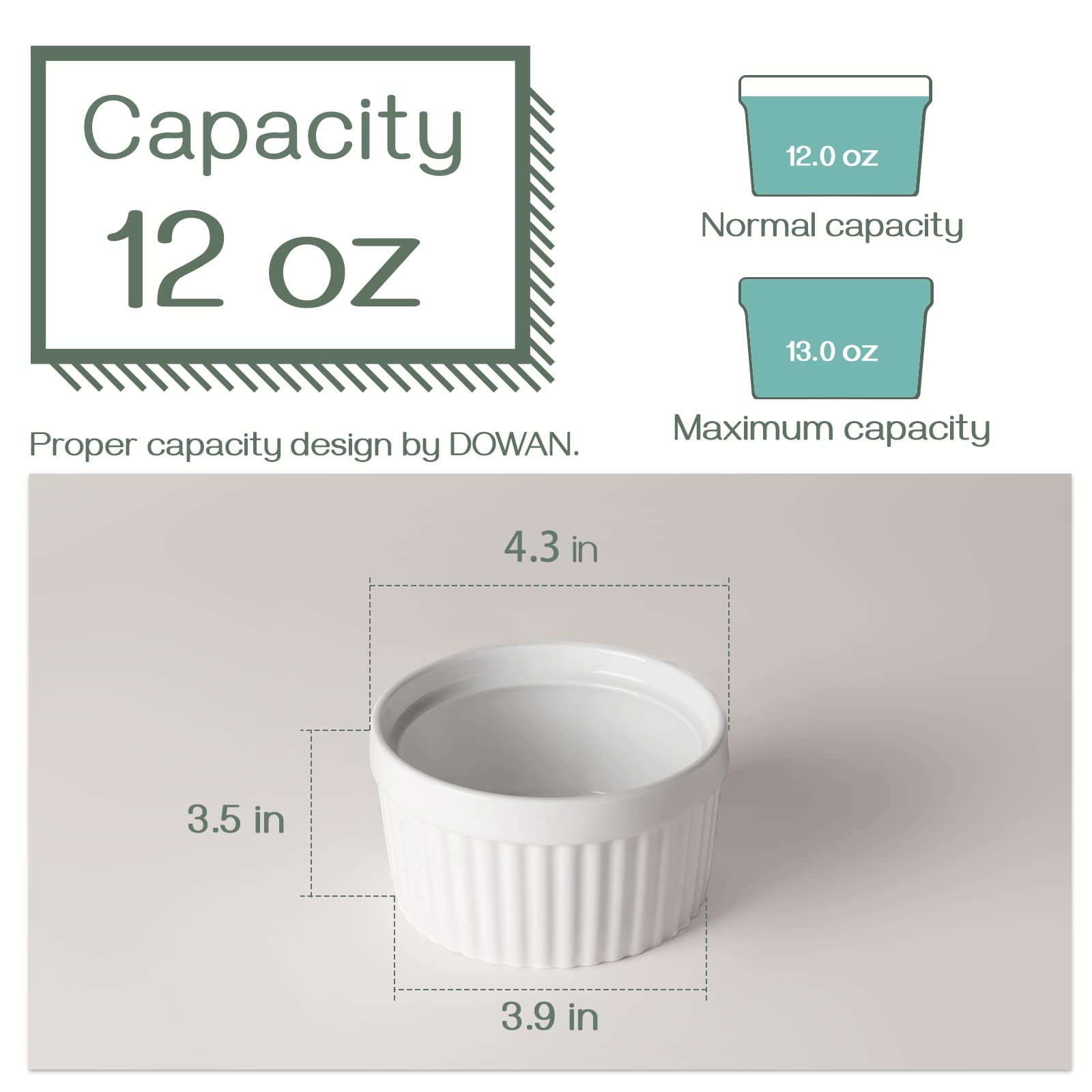 DOWAN soufflé ramekins in polished porcelain for elegant table service