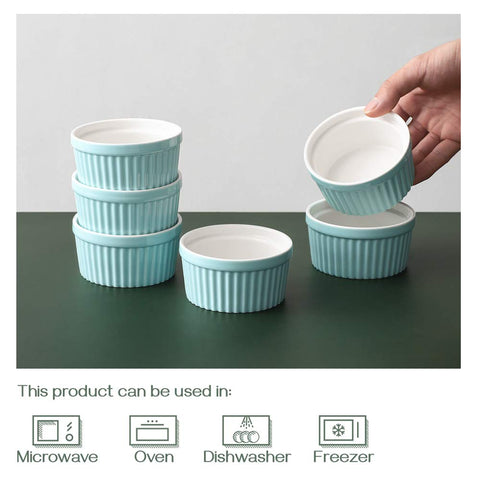 Dowan ramekins stacked neatly for compact kitchen storage.