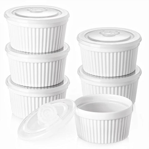 DOWAN ramekins with lids 4 oz for individual portions and leftovers.