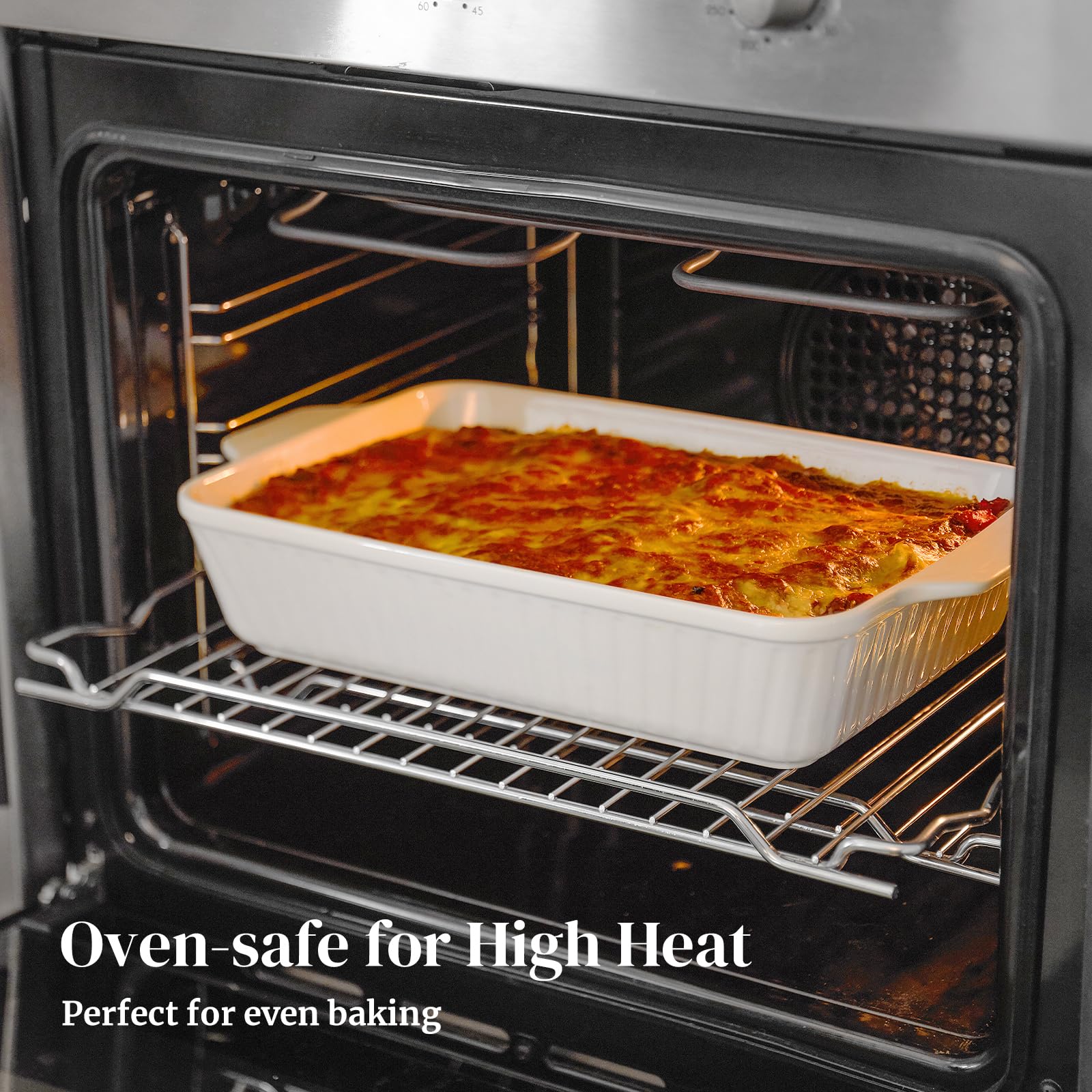 DOWAN rectangular baking dish with handles white for easy transport