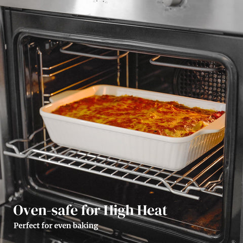 DOWAN rectangular baking dish with handles white for easy transport
