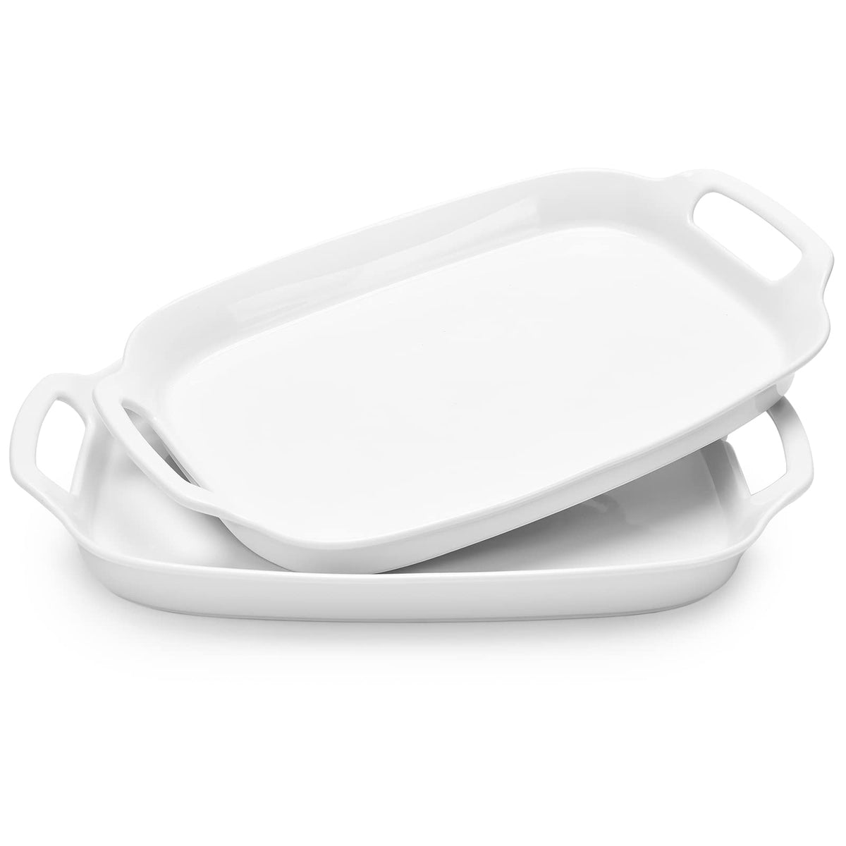 DOWAN serving tray with handles, 15.4-inch rectangle, easy transport for parties.