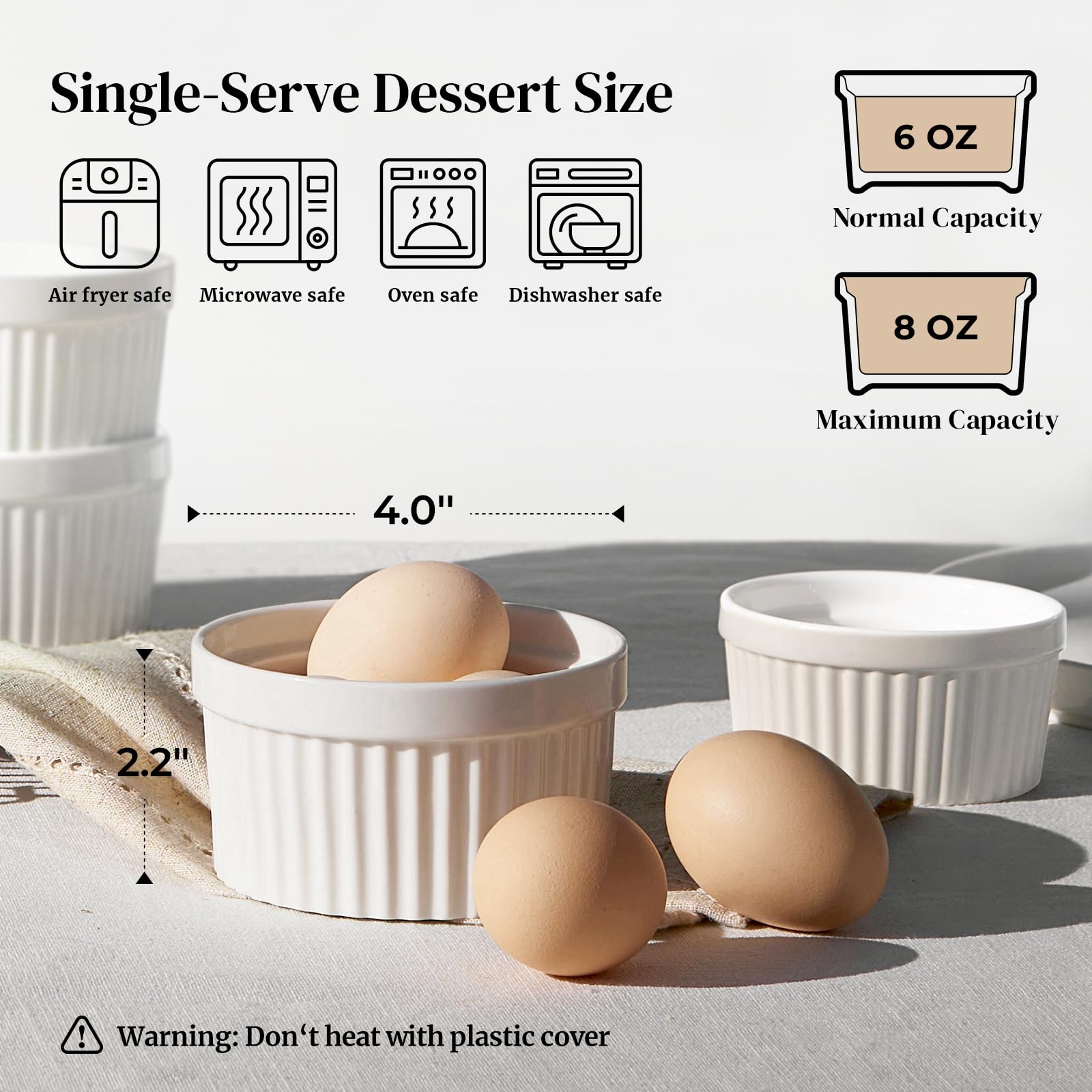 DOWAN soft white porcelain ramekins enhancing desserts and dips