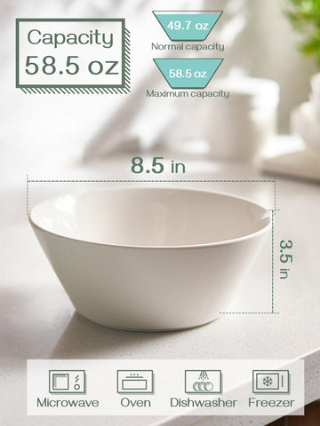 DOWAN soft white porcelain bowls with glossy glaze for easy cleaning.