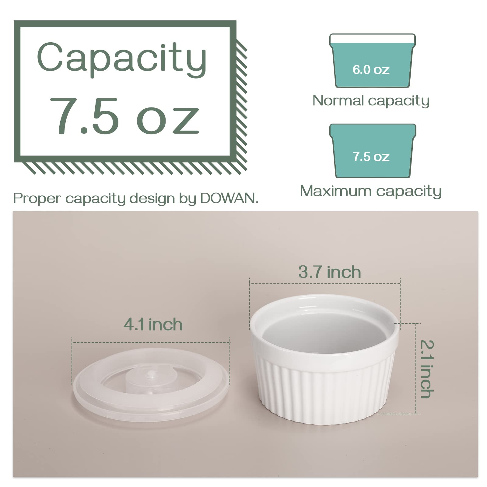 DOWAN souffle ramekins with lids—even baking and easy portion control.