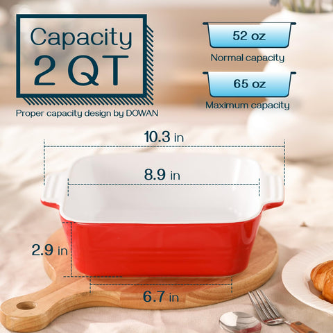 DOWAN square baking dish with double handles for easy serving.