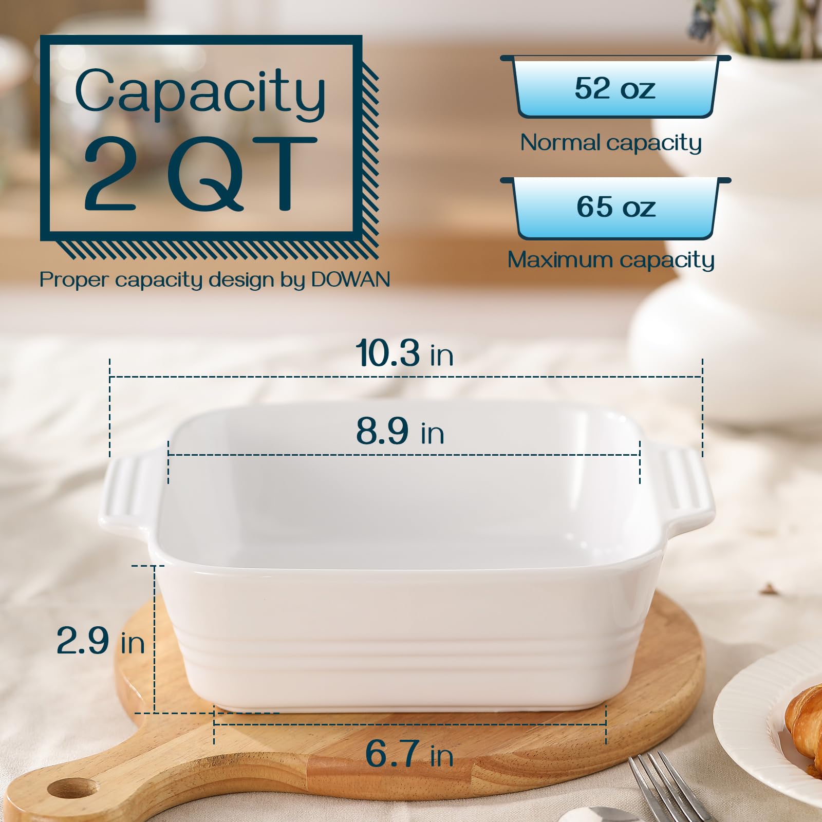 DOWAN square ceramic pan highlights even heat distribution for consistent meals.