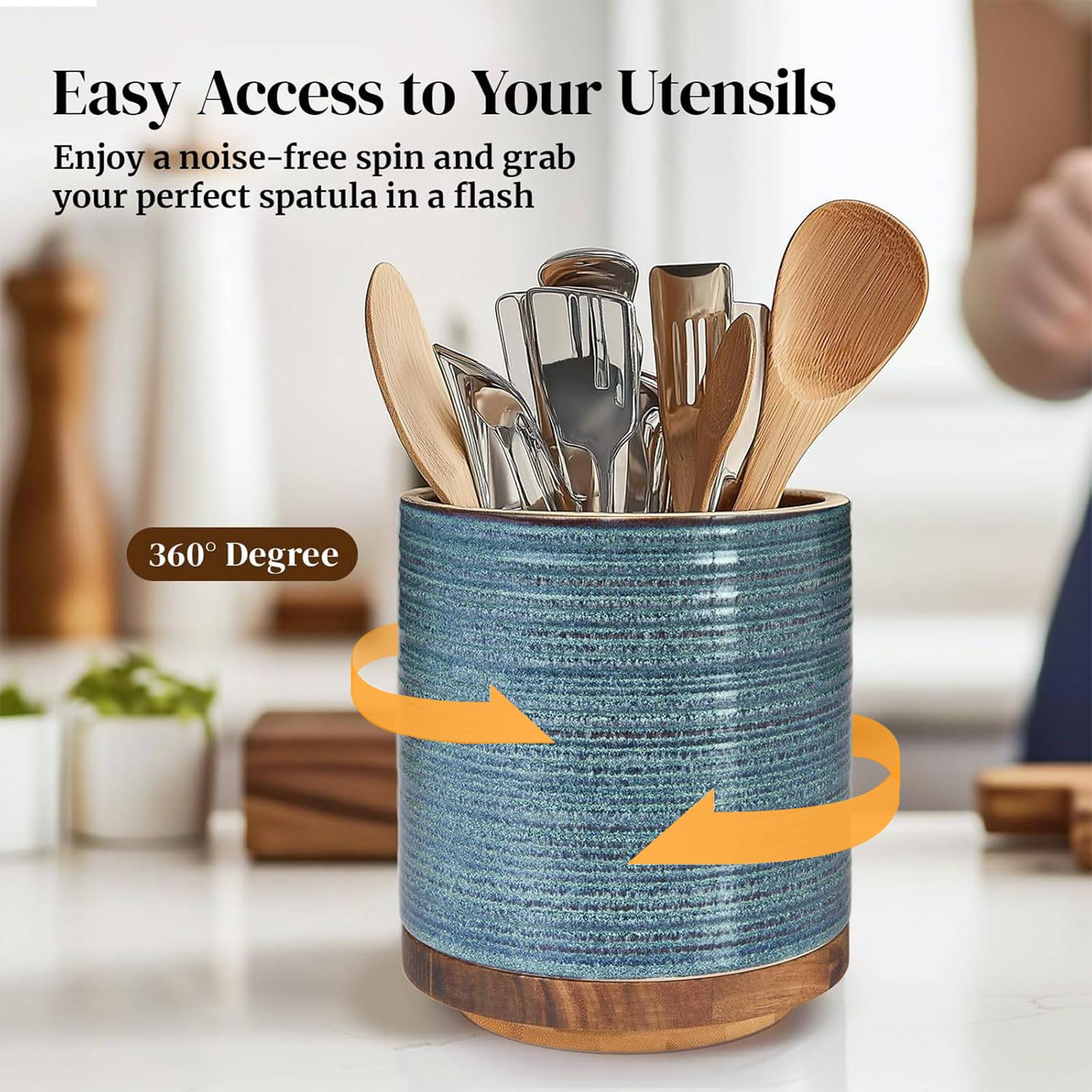 DOWAN stable wooden-weighted base prevents tipping on busy countertops.