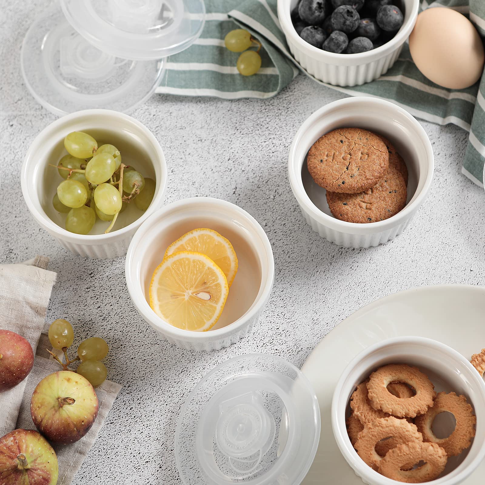 DOWAN stackable ramekins for easy storage in small spaces.