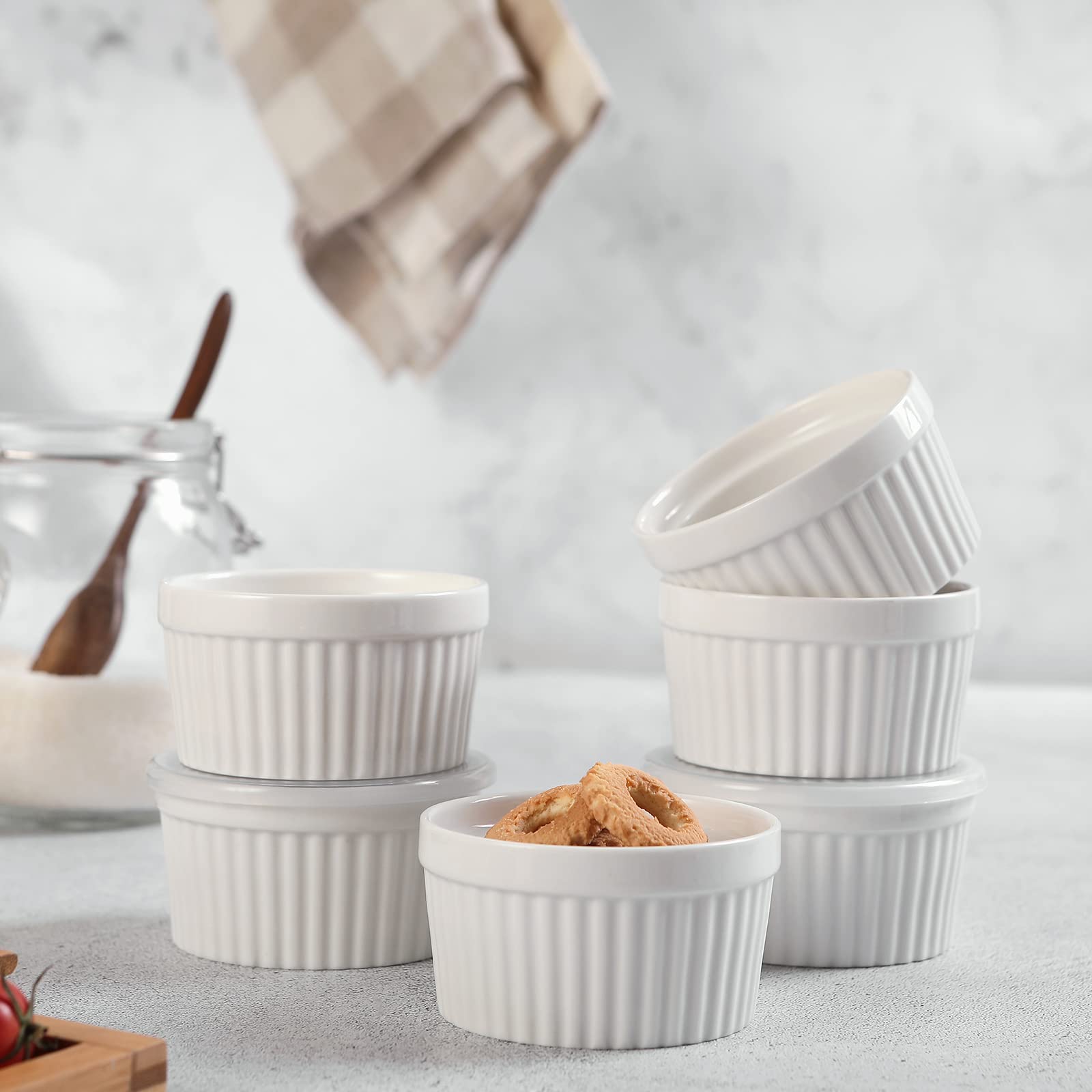 DOWAN stackable ramekins for storage in a tidy kitchen.