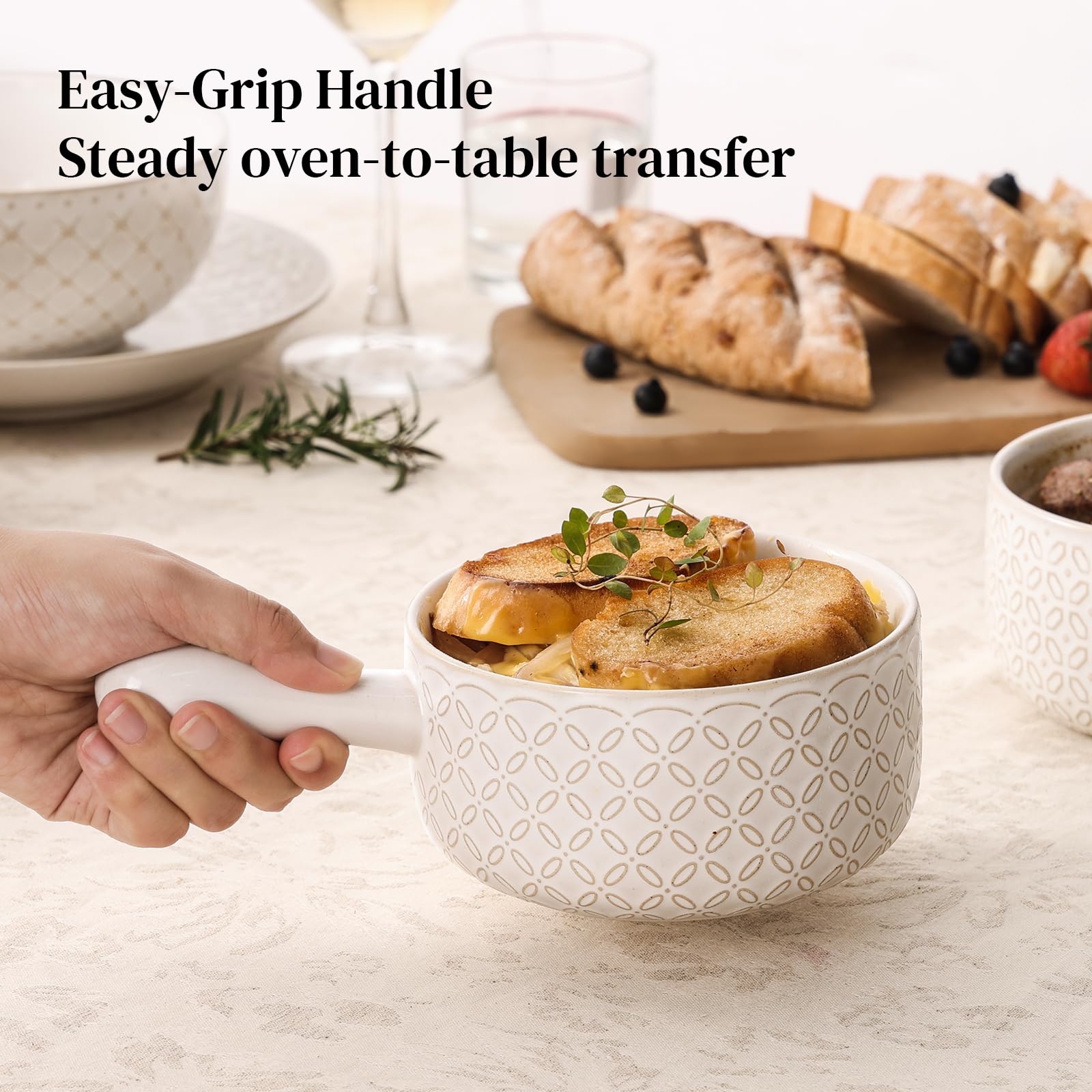 DOWAN stackable soup bowls save cabinet space and stay organized.