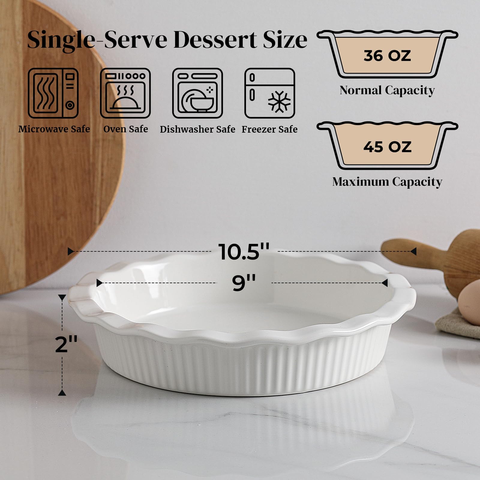 DOWAN wave-edge pie dish with secure grip for confident handling.