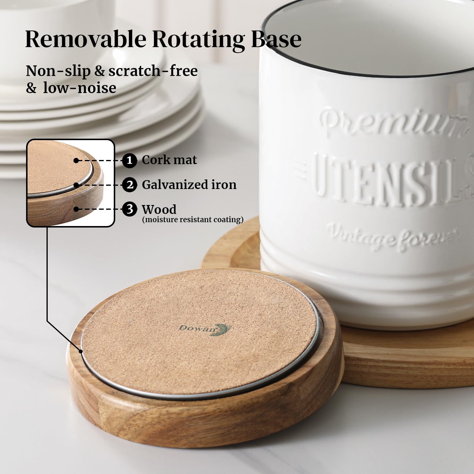 DOWAN weighted bottom keeps the holder upright during busy cooking moments.
