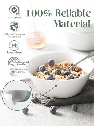 Dowan white ceramic bowls in a dining setting for daily cereal and soup.