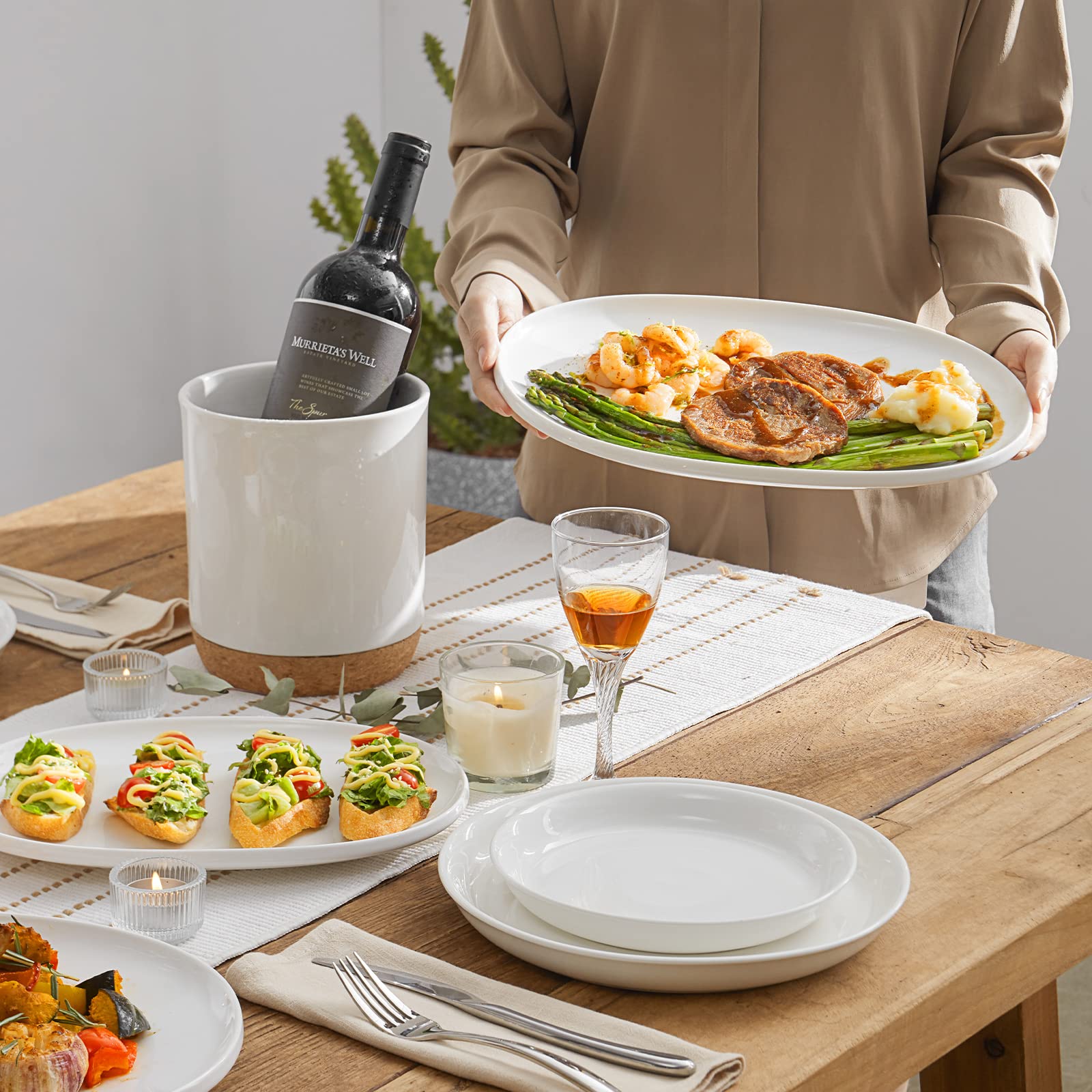 DOWAN white ceramic plate set with glossy finish