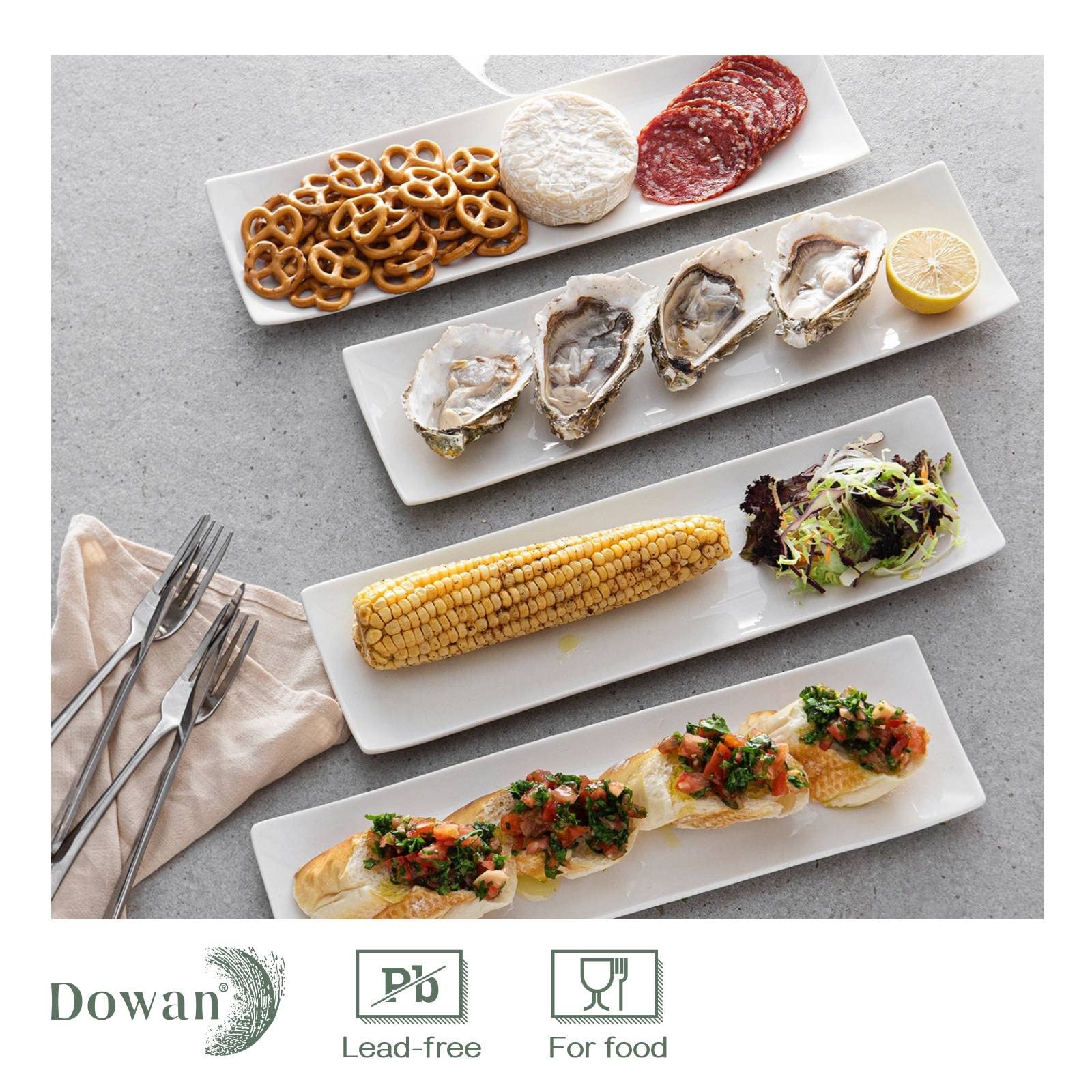 DOWAN white ceramic platters: versatile party serving essentials with sleek restaurant-style appeal
