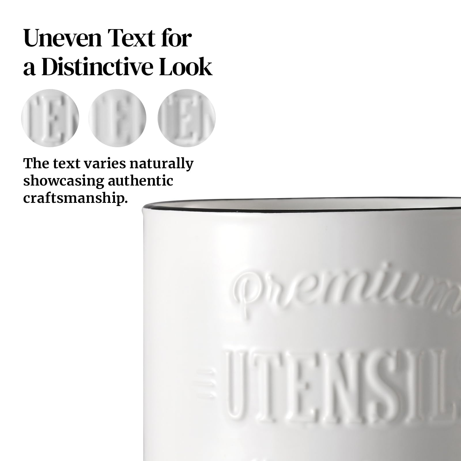 DOWAN white ceramic utensil holder adds farmhouse charm to counters.