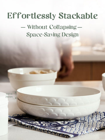 DOWAN white bowls pair with any dinnerware for versatile styling.