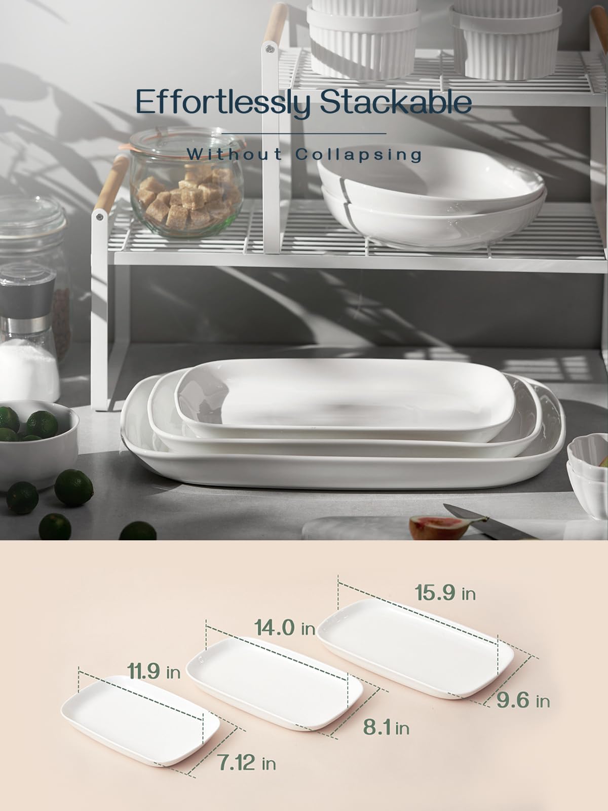 Dowan white porcelain 3-piece platter set complements any table setting