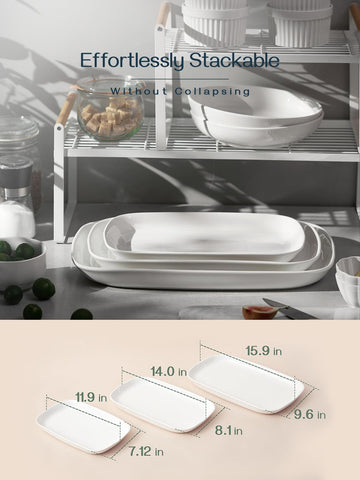 Dowan white porcelain 3-piece platter set complements any table setting