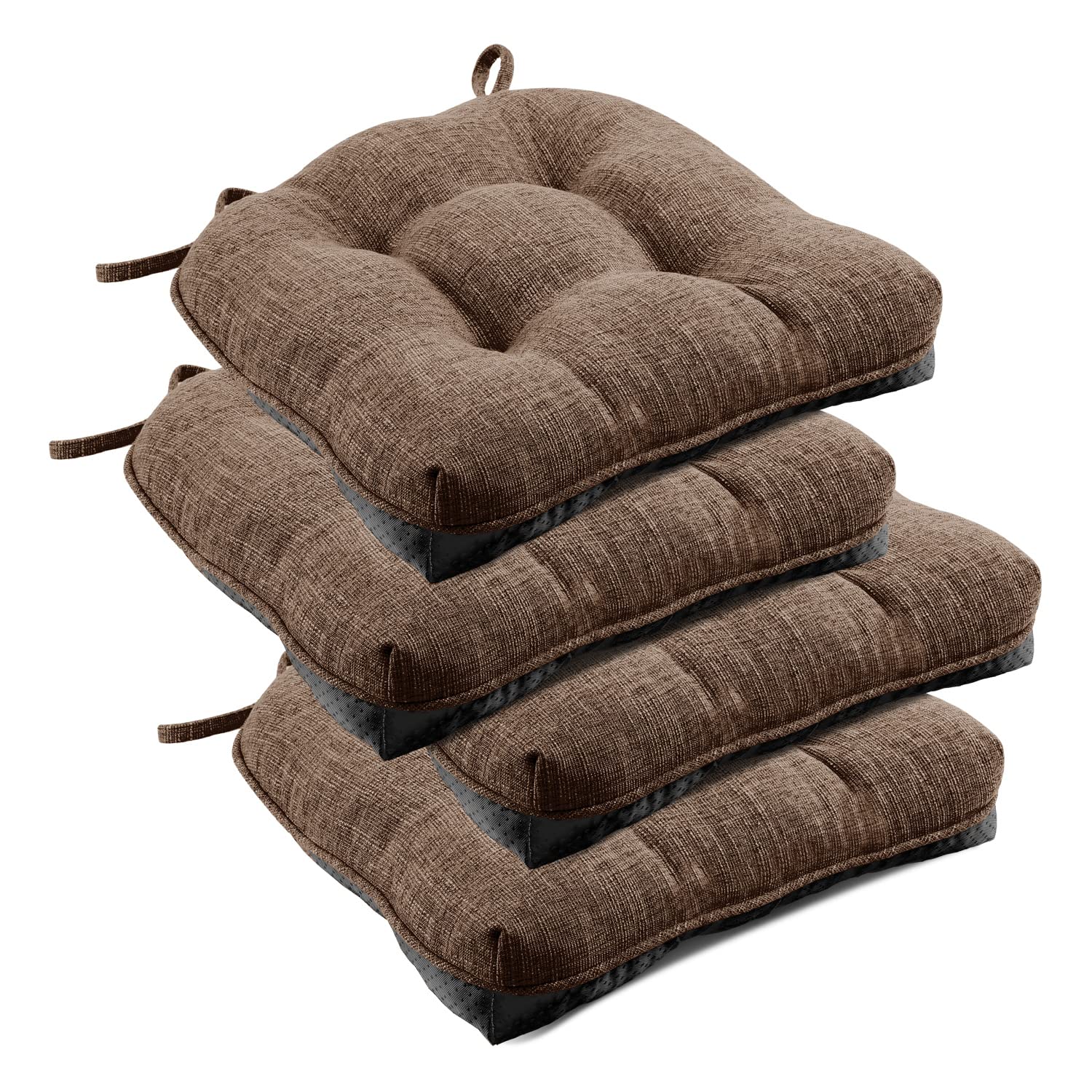 Downluxe brown tufted chair cushion top view showing plush texture