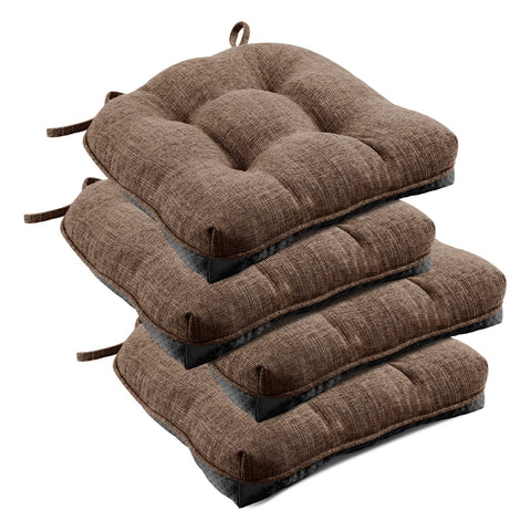 Downluxe brown tufted chair cushion top view showing plush texture
