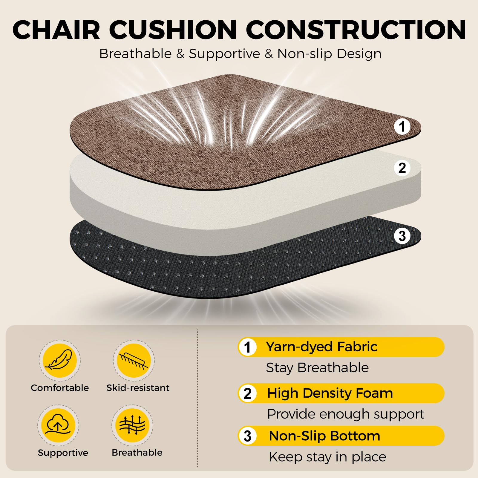 downluxe chair cushions non-slip backing ensuring stable placement
