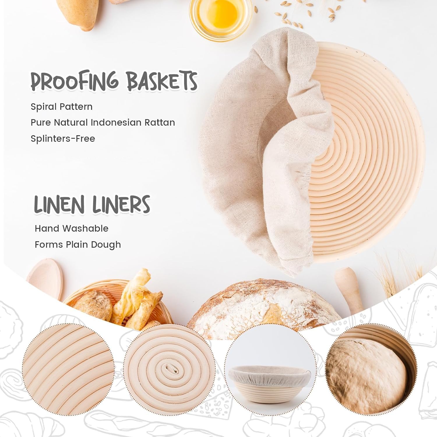 DOYOLLA bread basket with liner simplifies lining for artisan dough