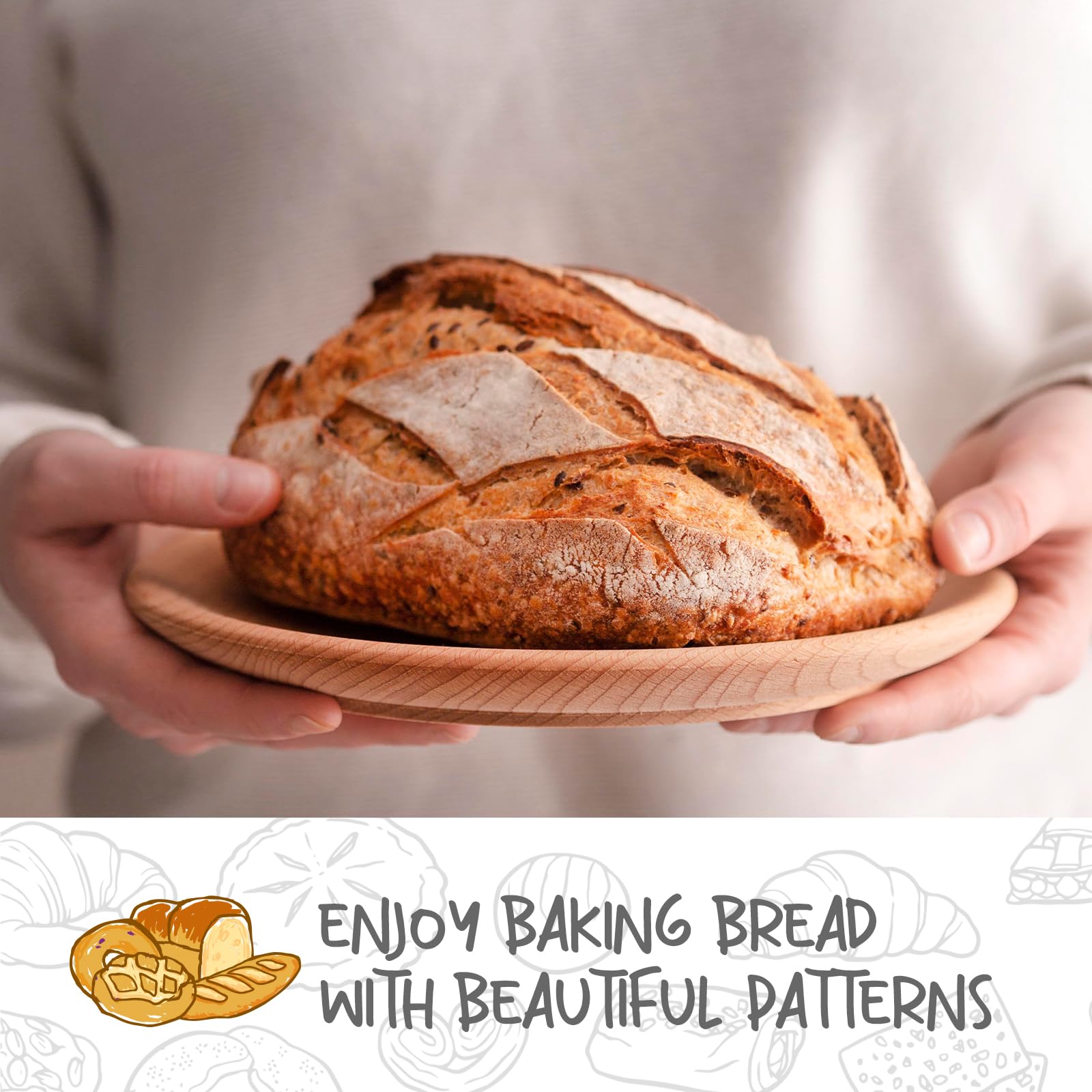 DOYOLLA bread proofing basket with liner ready for home baking