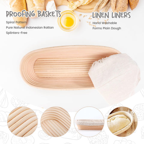 DOYOLLA oval bread liner shown with basket for easy proofing.