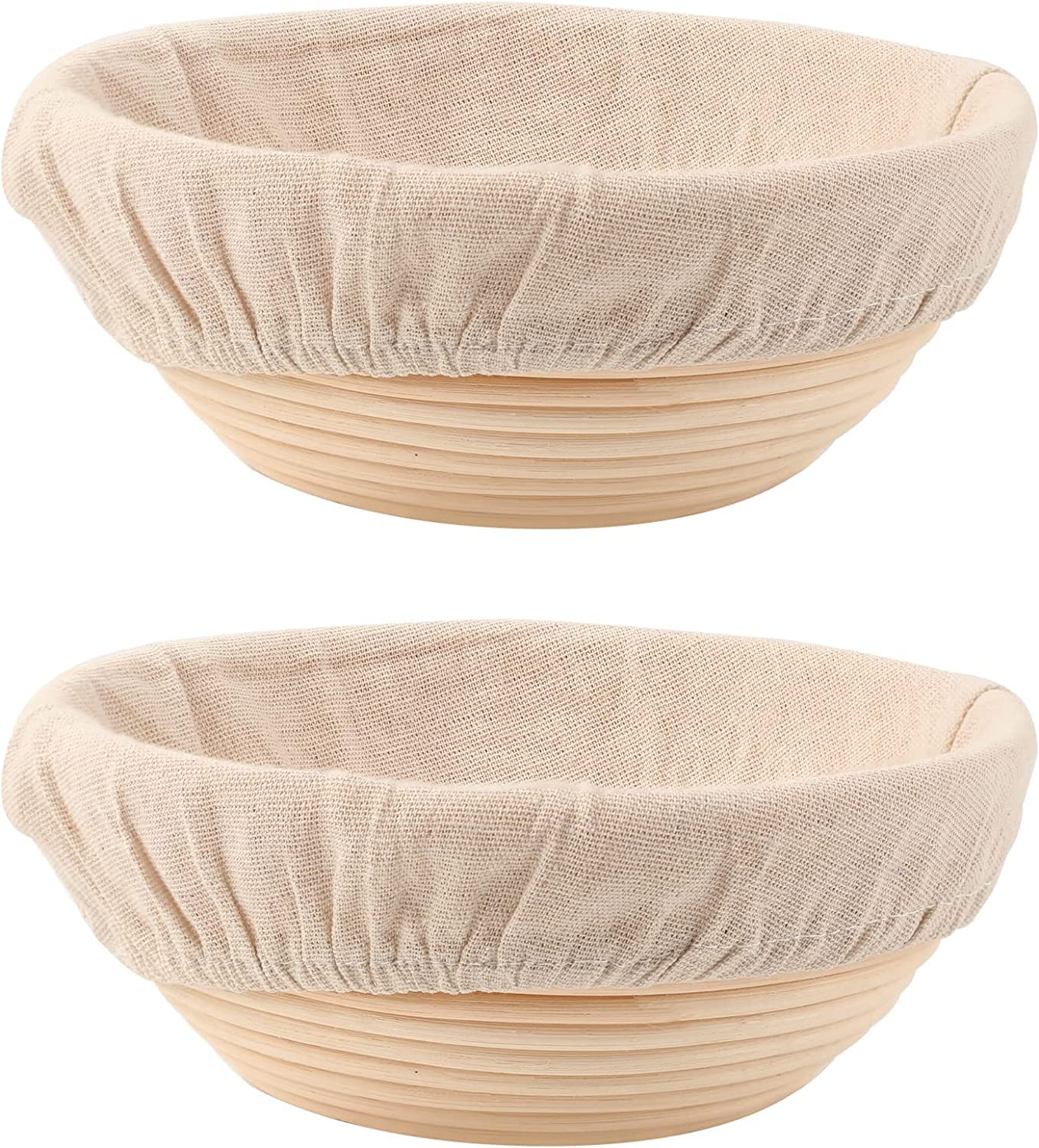 DOYOLLA round bread basket 9in set with liner for uniform proofing