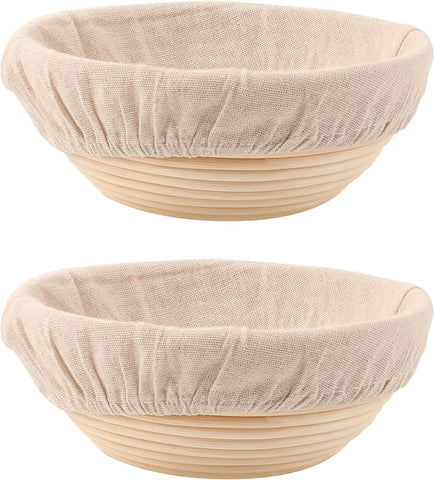 DOYOLLA round bread basket 9in set with liner for uniform proofing