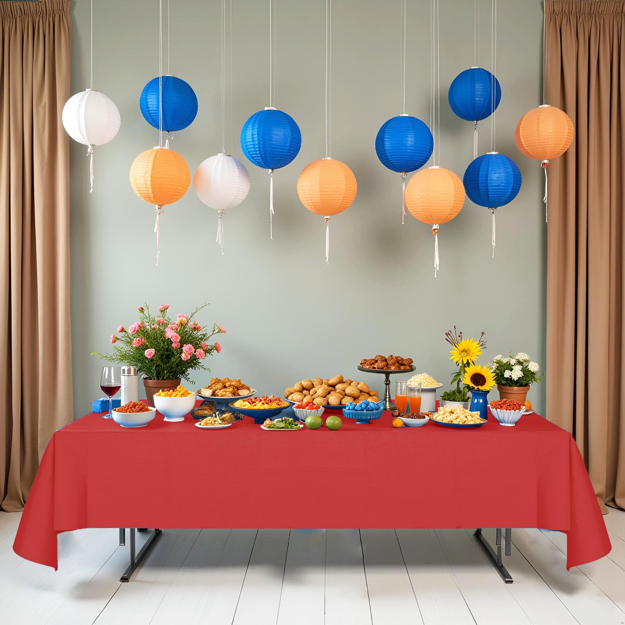 Dozobeede red tablecloth top with plastic backing, leak protection