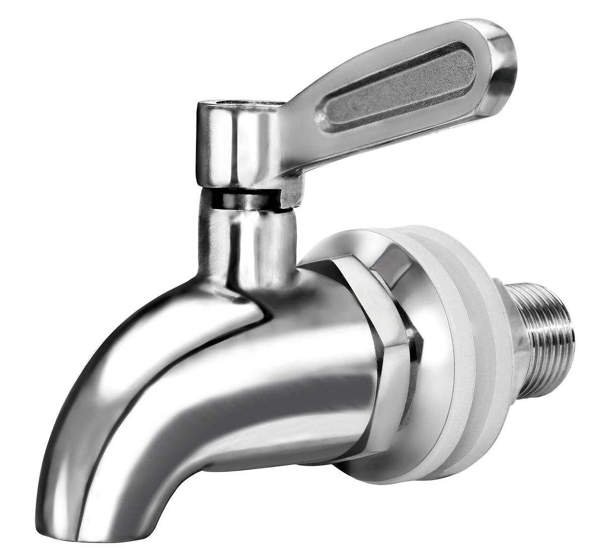 DOZYANT beverage dispenser spigot with polished stainless finish for durable, leak-free use.