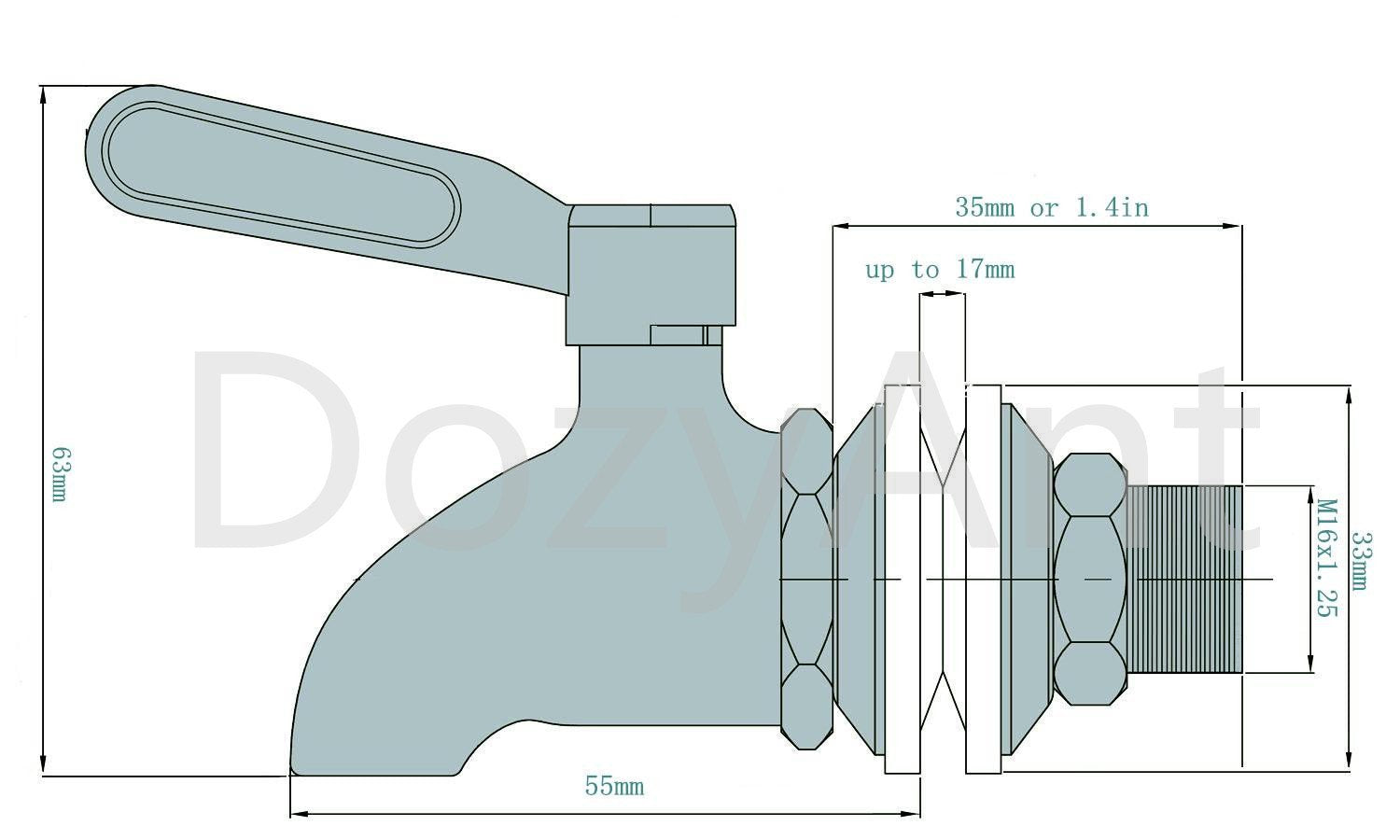 DOZYANT spigot resists corrosion for long-lasting use with water, tea, or juice.