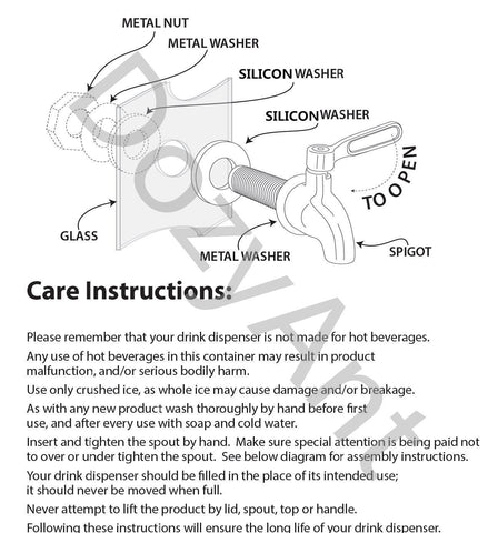 DOZYANT replacement faucet includes clear installation notes for proper seal and cleanup.