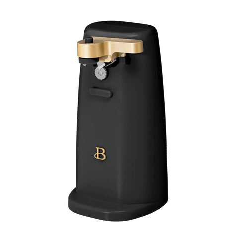 DqOasd electric can opener in Black Sesame front view for easy opening.