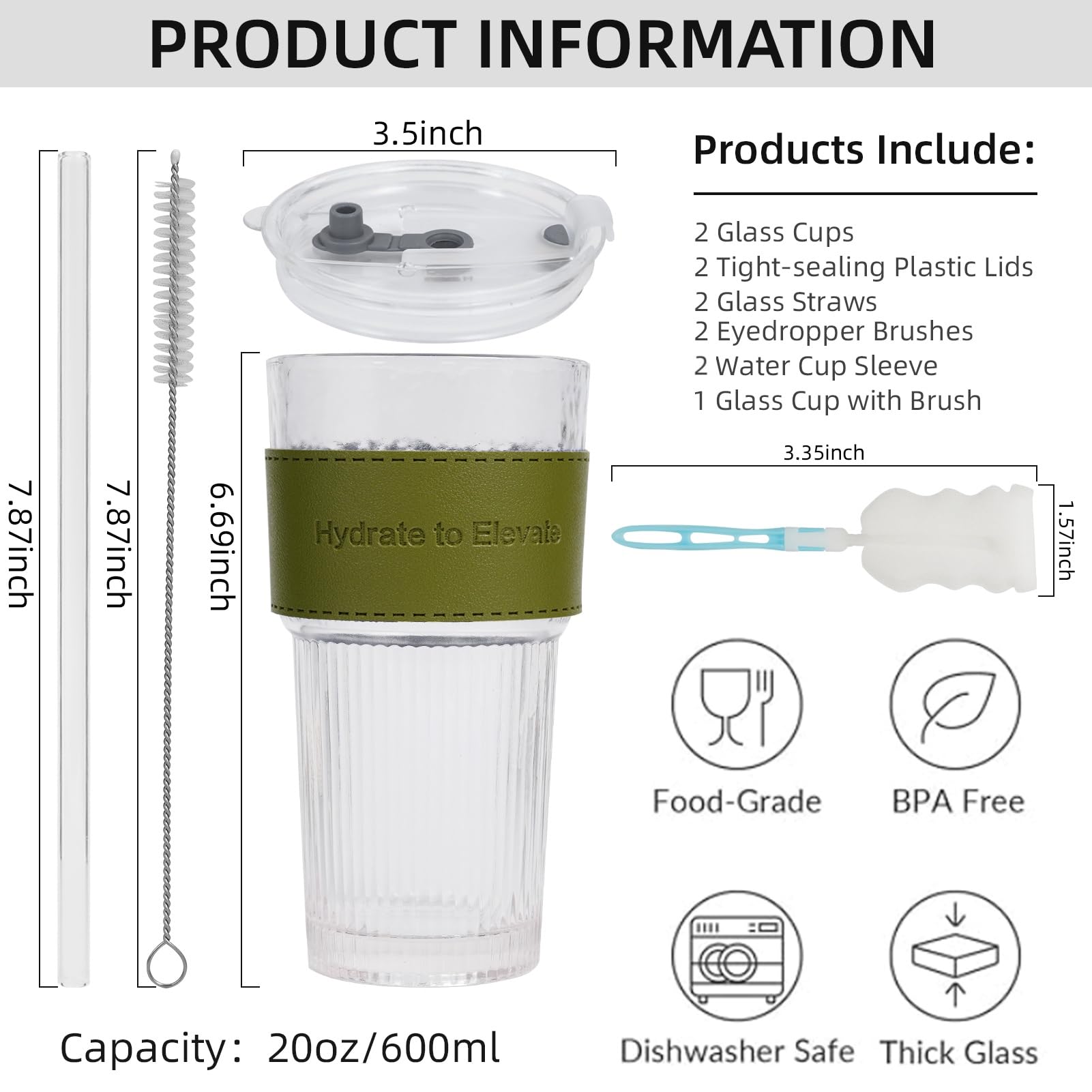 DQUKRQW glass tumbler with straw for easy sipping during commutes.