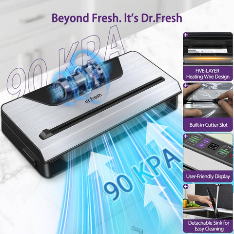 DR.Fresh quiet operation under 60 dB during sealing