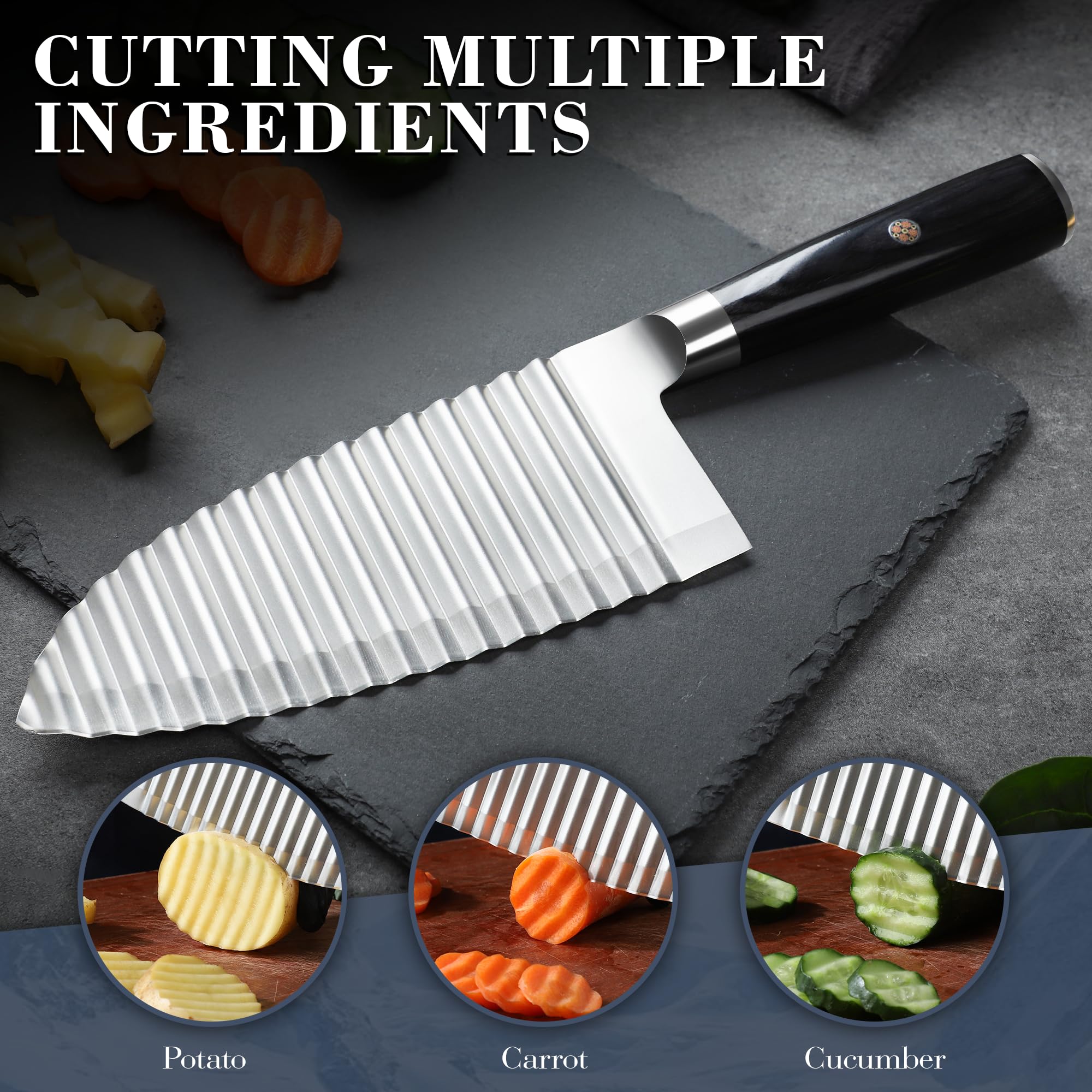Dragon Creek crinkle cut vegetables showing fresh slices