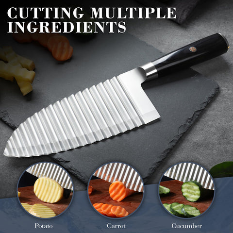 Dragon Creek crinkle cut vegetables showing fresh slices