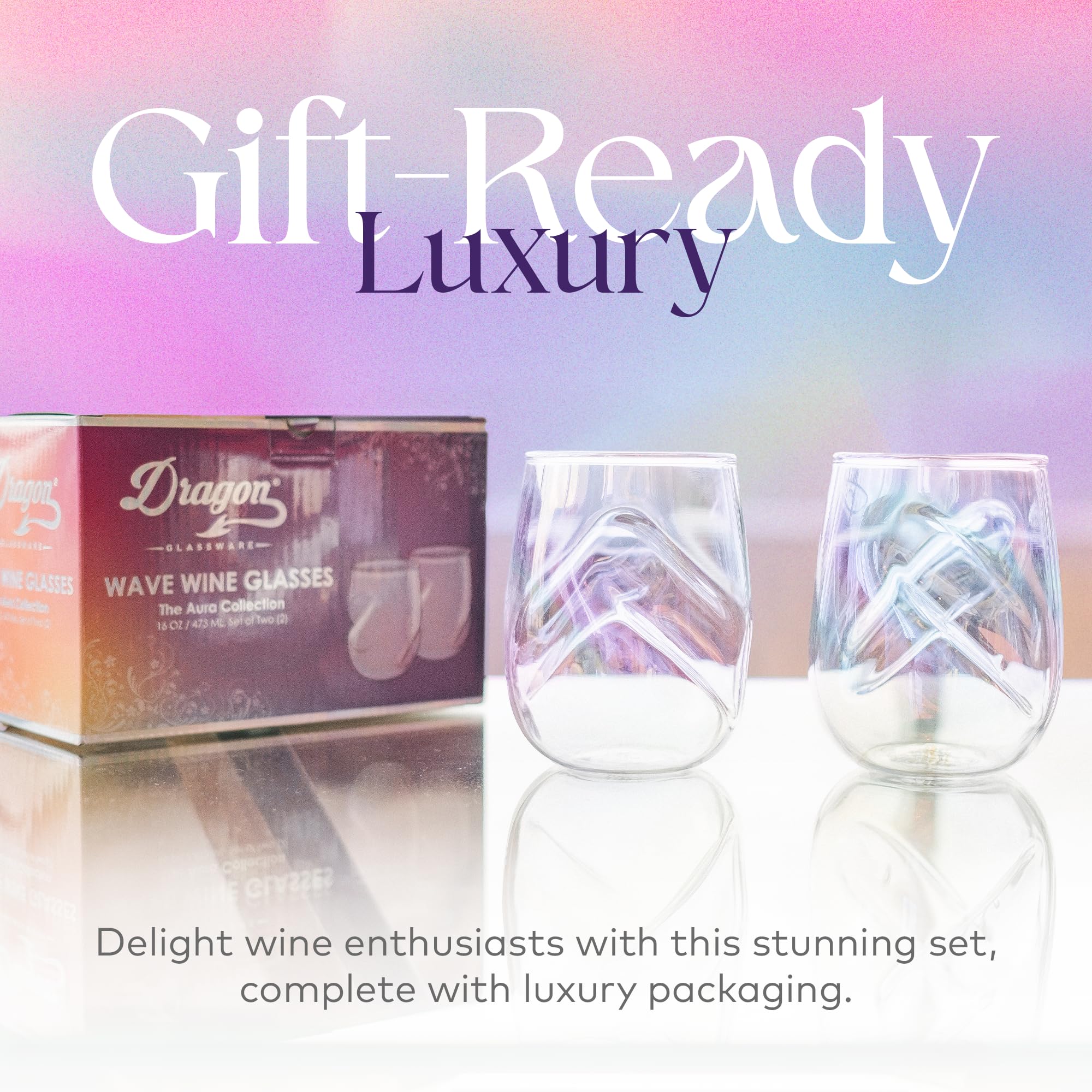 Dragon Glassware crystal-clear, lead-free construction ensures daily use and easy care.