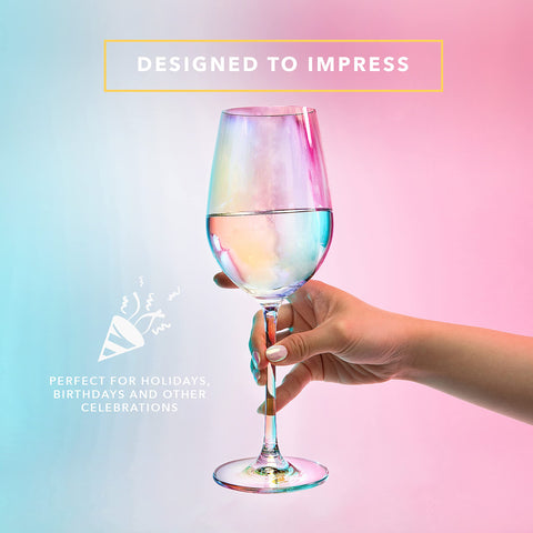 Dragon Glassware iridescent white wine glass with a long stem for elegant hosting.