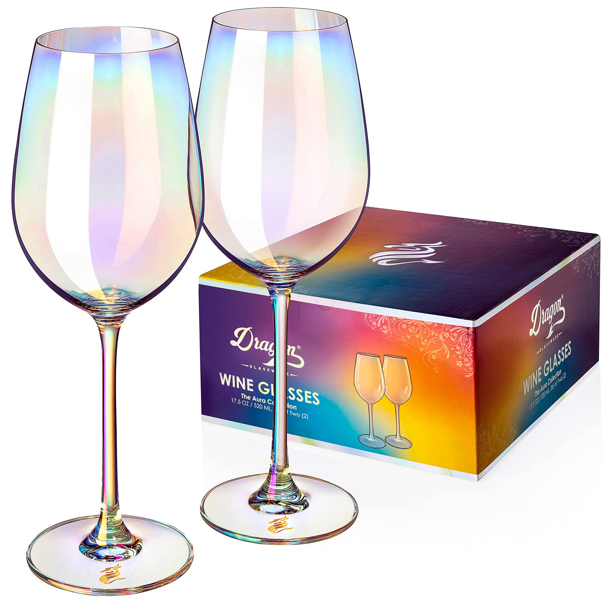 Dragon Glassware iridescent stemmed wine glass with crystal clarity, perfect for festive toasts.