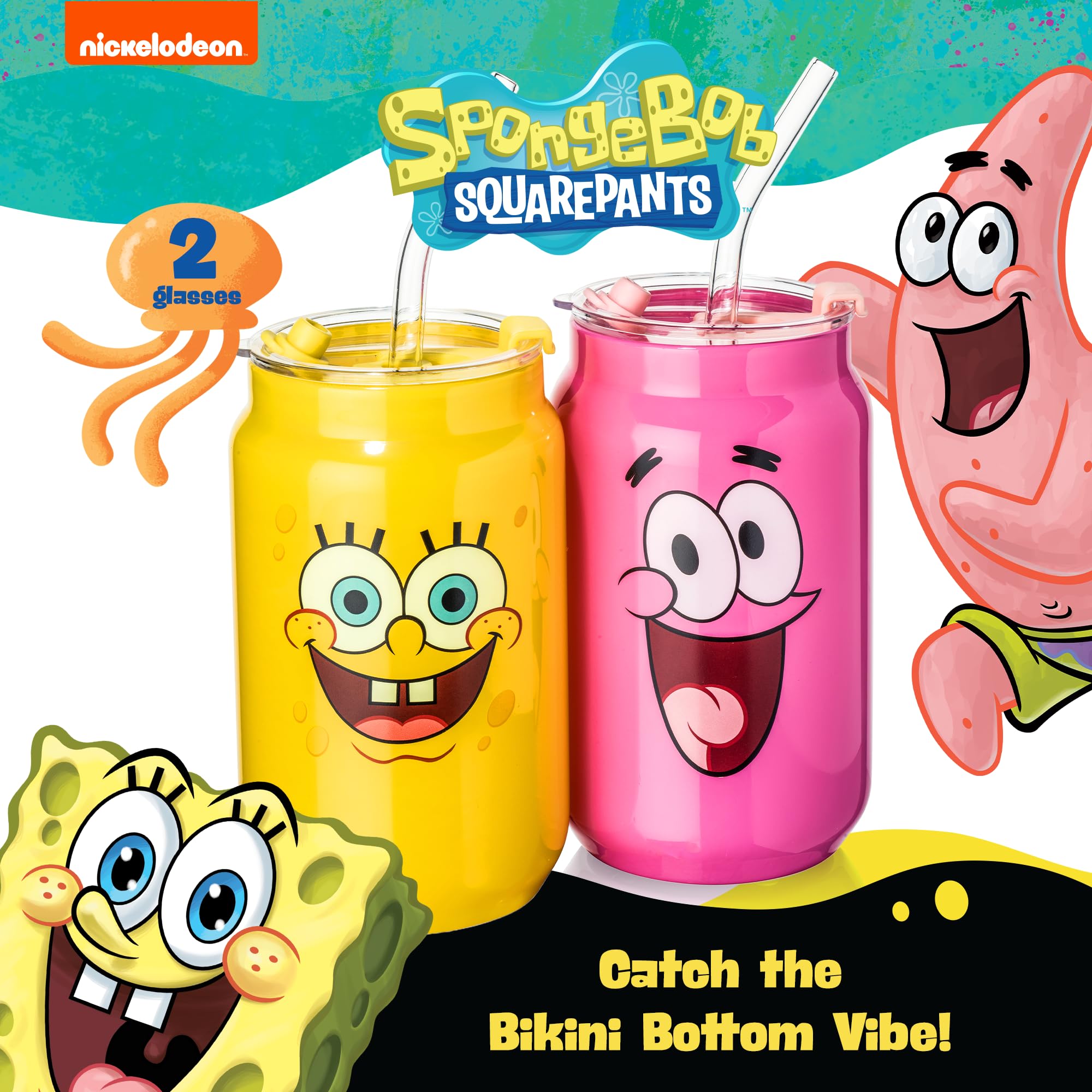 Dragon Glassware SpongeBob face-prints glass cups offer playful style and reusable sustainability.
