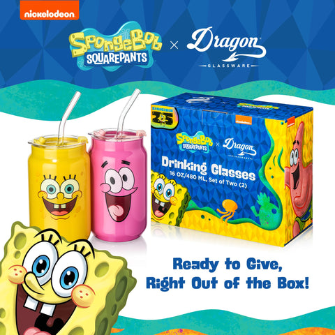 Dragon Glassware SpongeBob gift-ready set is perfect for fans and celebrations.
